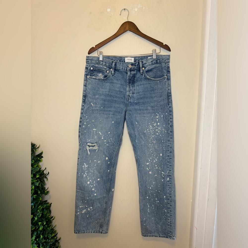 Straight Fit Paint Jeans by Frame